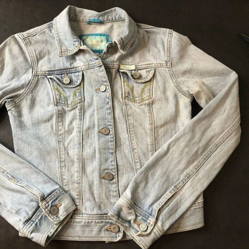 Hollister Jean Jacket Juniors Med Light Wash Trucker Blue Retro Vintage